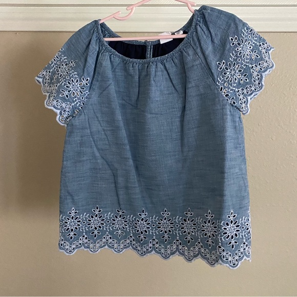 Girls Chambray Eyelet Blouse - Picture 2 of 7